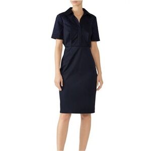Bradgley Mischka‎ Navy Embroidered Floral Sheath Dress